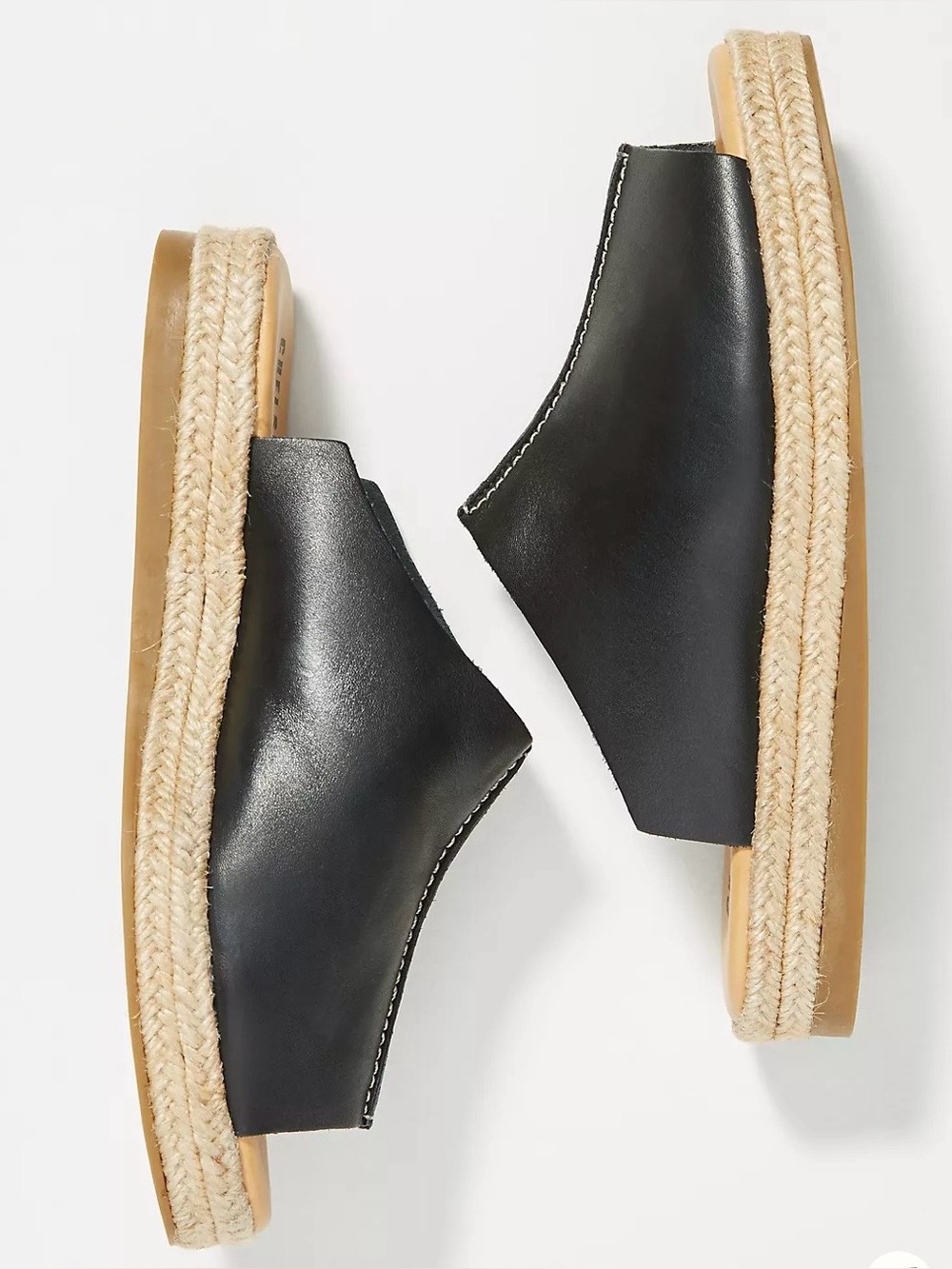Like New Anthropologie Chelsea Crew Black Leather Slip-On Sandals Sz 8